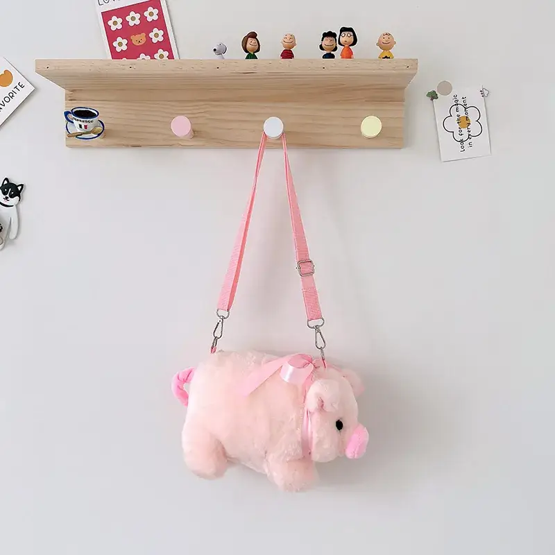 Pink Pig Plush Shoulder Bag for Girls - Image 4