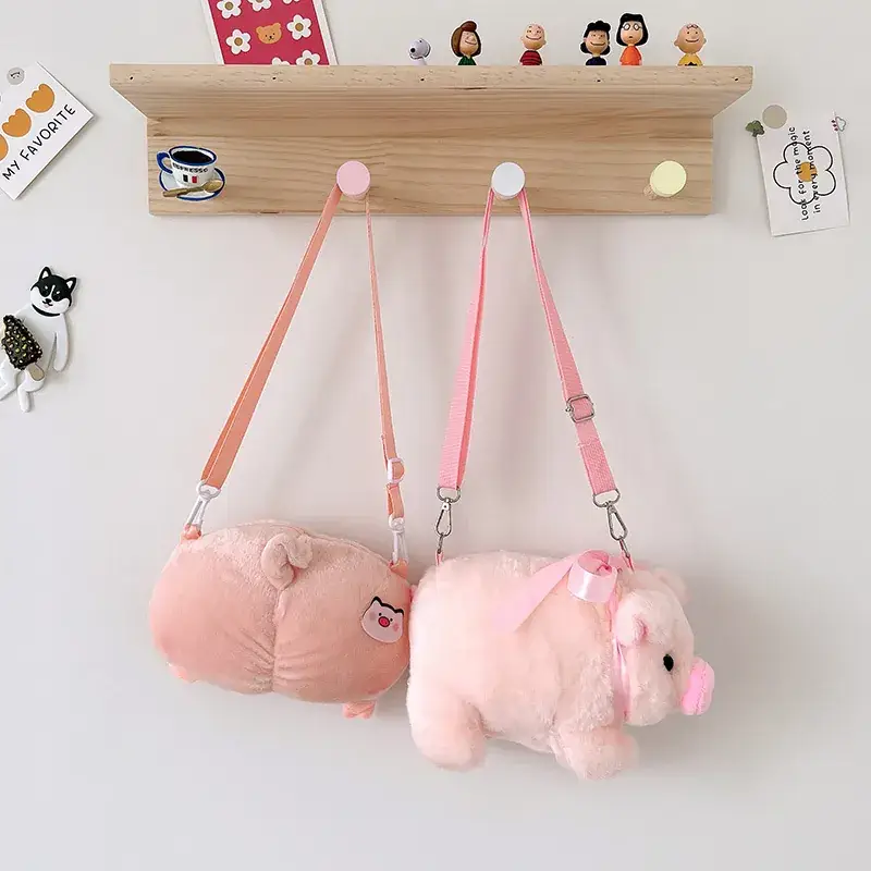 Pink Pig Plush Shoulder Bag for Girls - Image 5