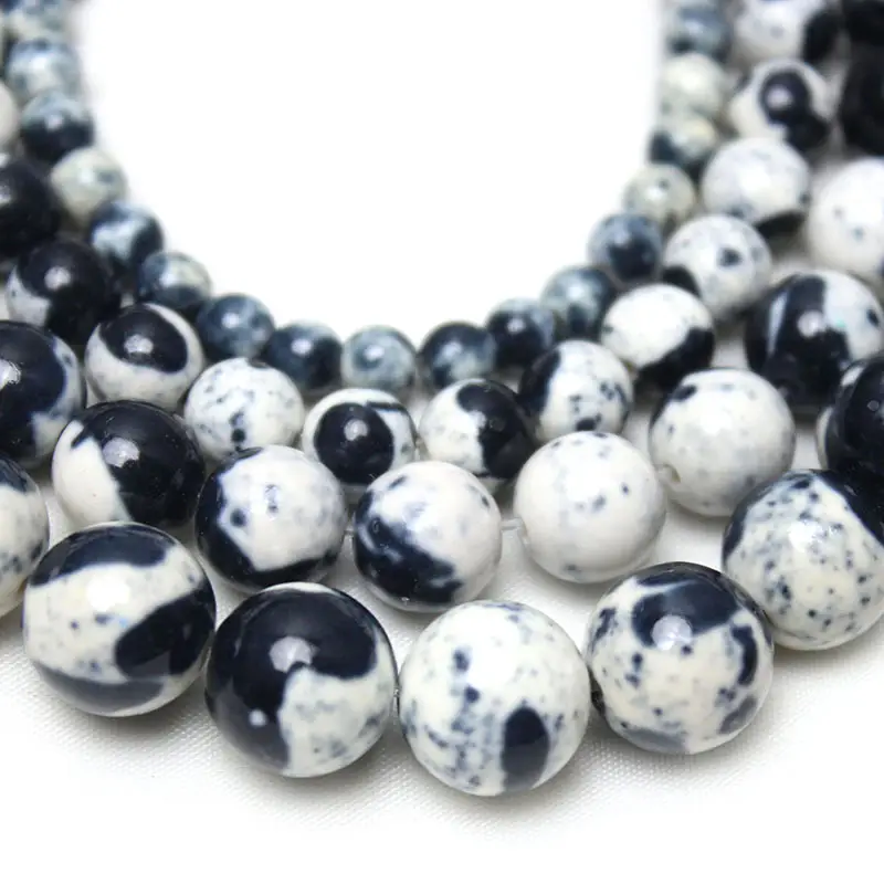Black & White Marble Stone Beads for Jewelry Making