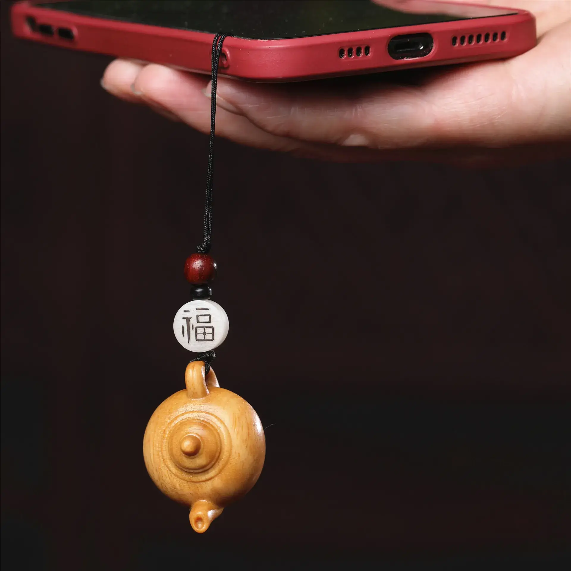Hu Wooden Mobile Phone Pendant Gift Keychain - Image 6