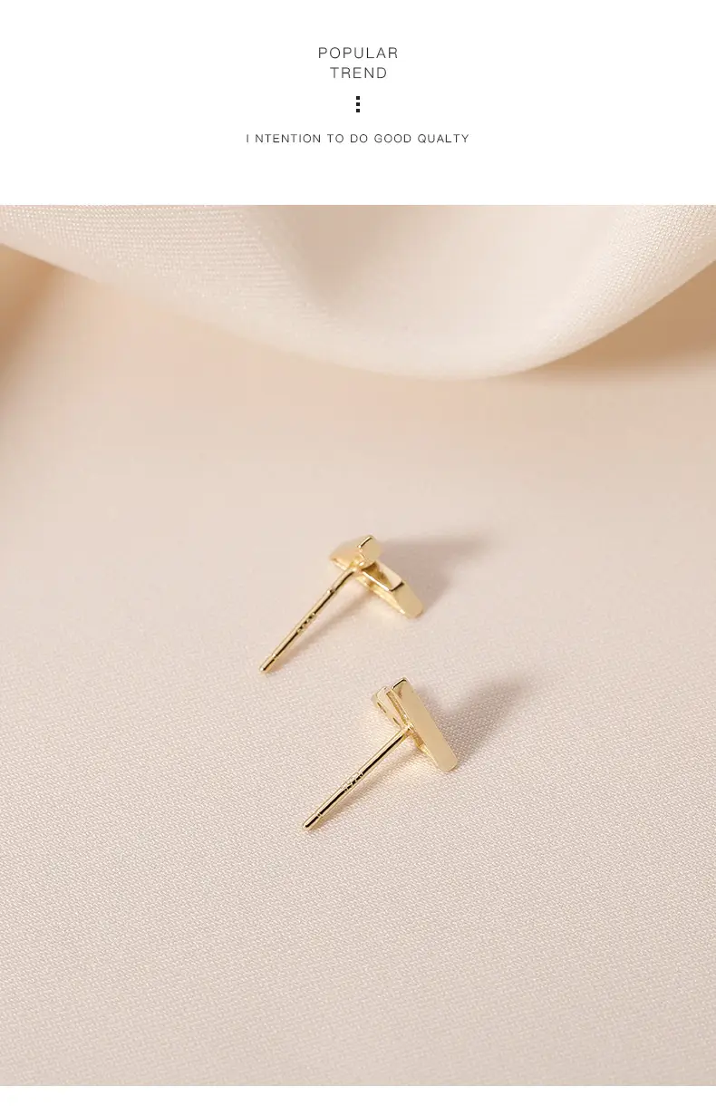 V-shaped Earrings Women's Gold Black High Grade S925 Silver Plated — feature 12