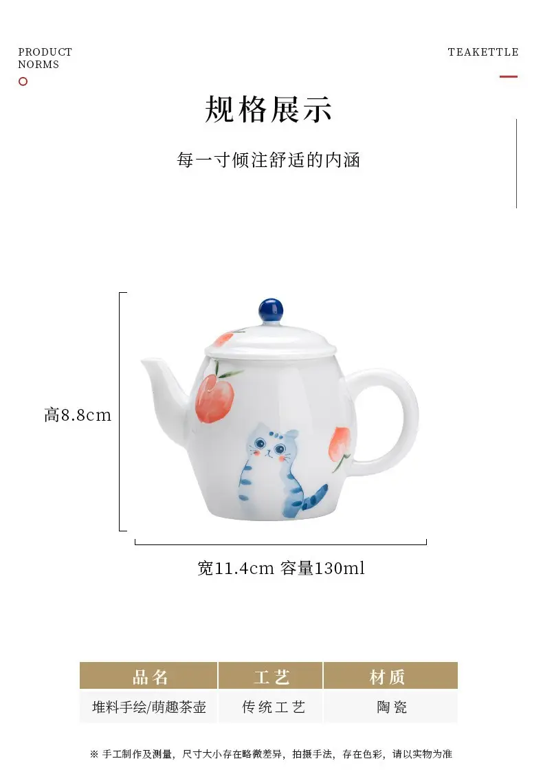Hand-painted cat ceramic tea set for single cup — feature 4