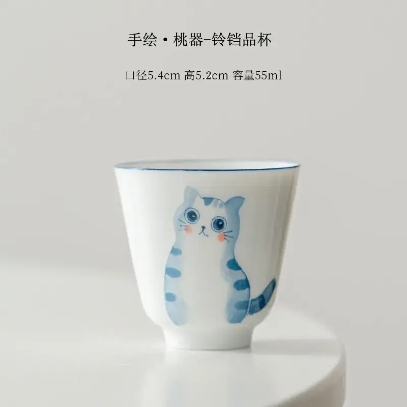 Hand-painted cat ceramic tea set for single cup - Image 7