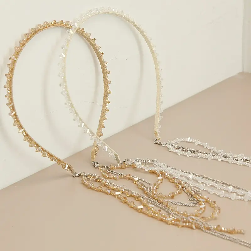 Graded Crystal Beaded Hair Band with Tassels — feature 10