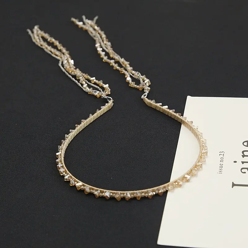 Graded Crystal Beaded Hair Band with Tassels — feature 16