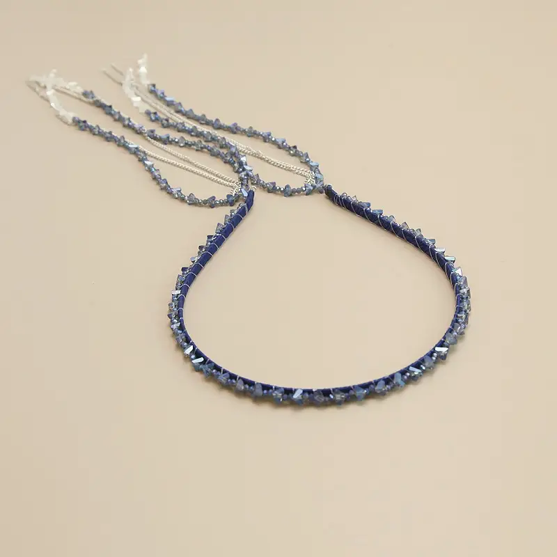 Graded Crystal Beaded Hair Band with Tassels — feature 17