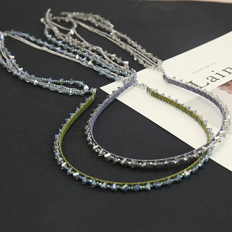 Graded Crystal Beaded Hair Band with Tassels — feature 2
