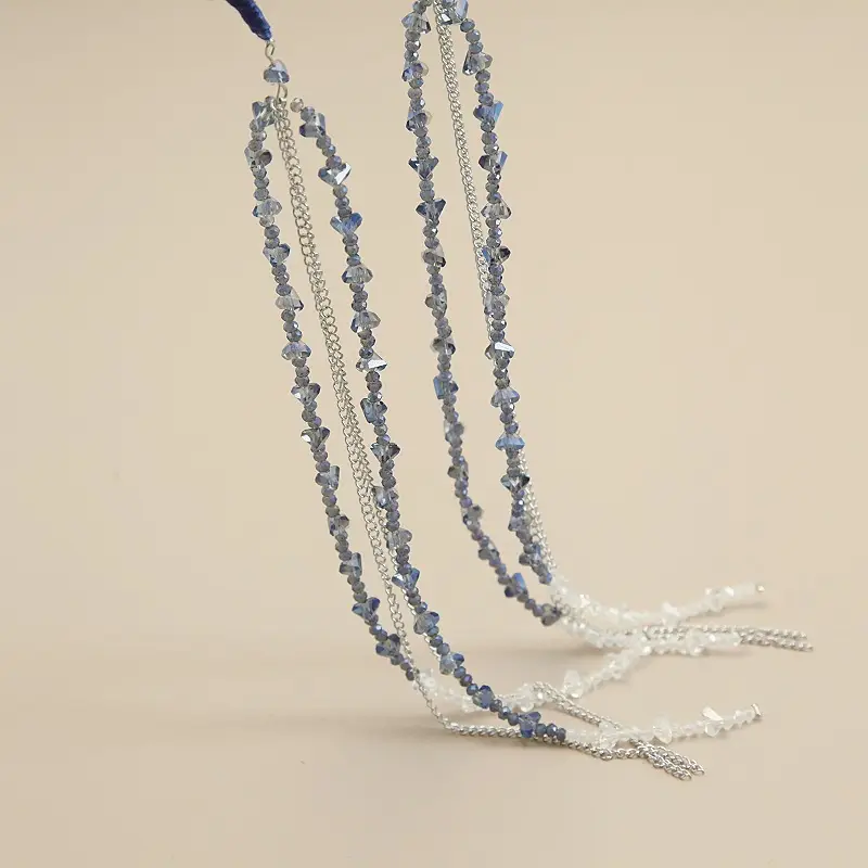 Graded Crystal Beaded Hair Band with Tassels — feature 21