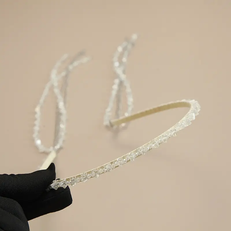 Graded Crystal Beaded Hair Band with Tassels — feature 23