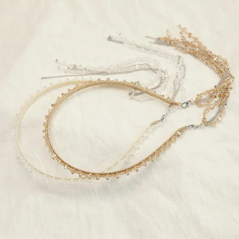 Graded Crystal Beaded Hair Band with Tassels — feature 24