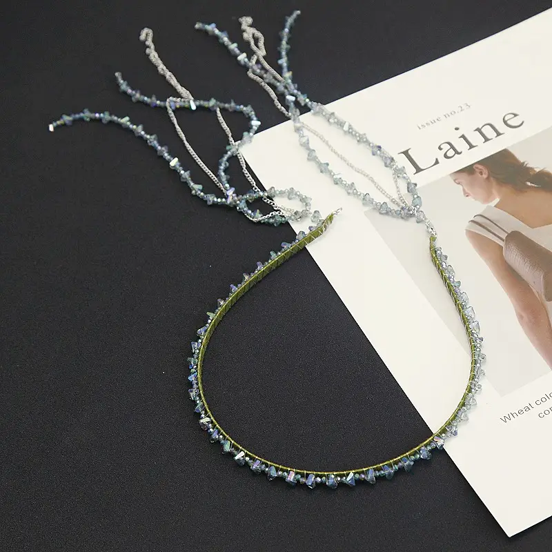 Graded Crystal Beaded Hair Band with Tassels — feature 3
