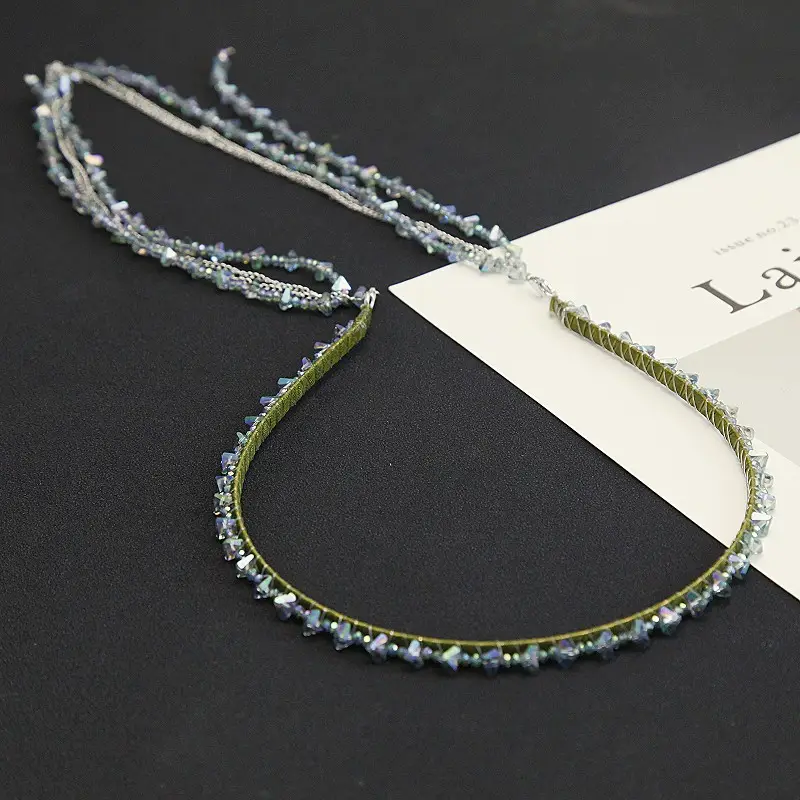 Graded Crystal Beaded Hair Band with Tassels — feature 4