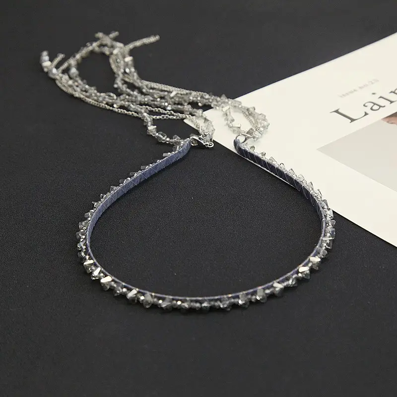 Graded Crystal Beaded Hair Band with Tassels — feature 5