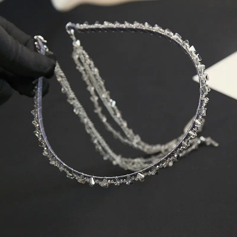 Graded Crystal Beaded Hair Band with Tassels — feature 6