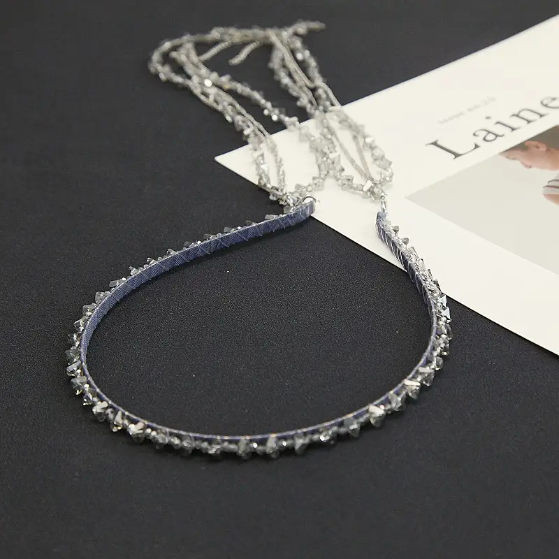 Graded Crystal Beaded Hair Band with Tassels — feature 7