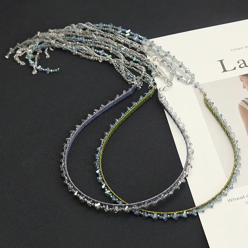 Graded Crystal Beaded Hair Band with Tassels — feature 8