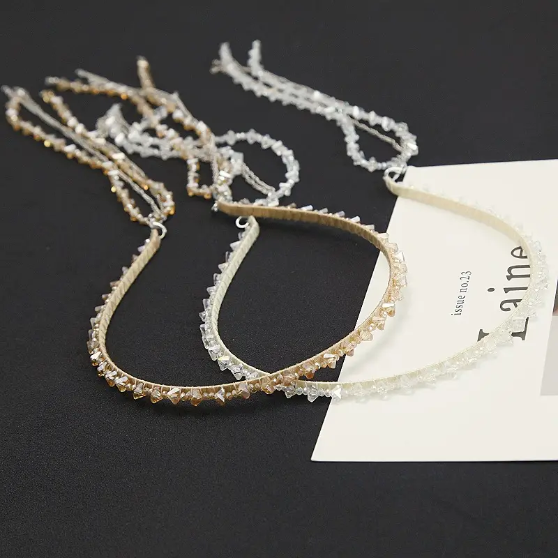 Graded Crystal Beaded Hair Band with Tassels — feature 9