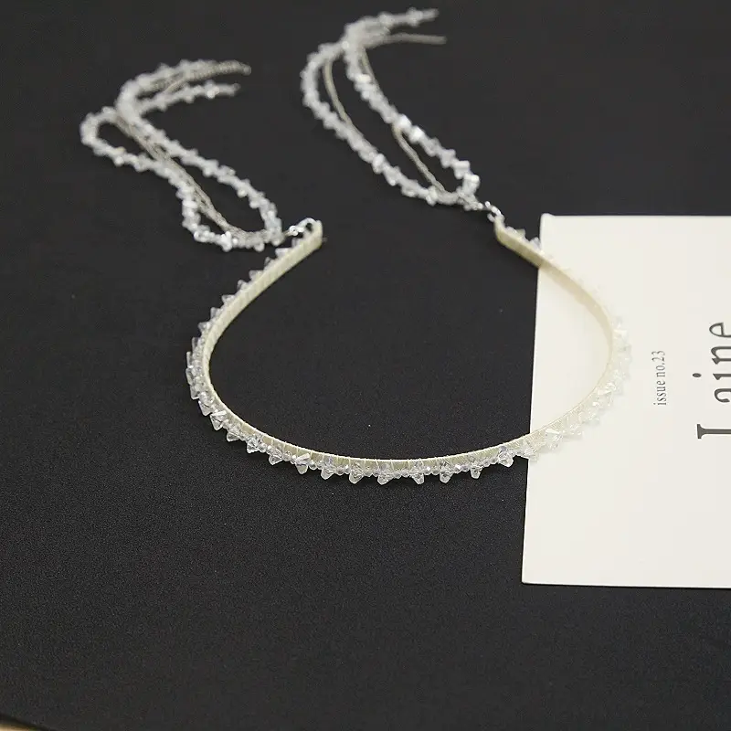 Graded Crystal Beaded Hair Band with Tassels
