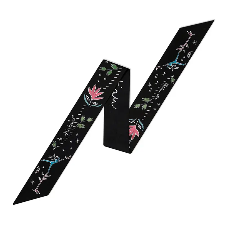 Small Silk Scarf Women Spring Autumn Korean Style Thin Narrow Long Scarf Hair Elegant Ribbon Suit Cheongsam Belt