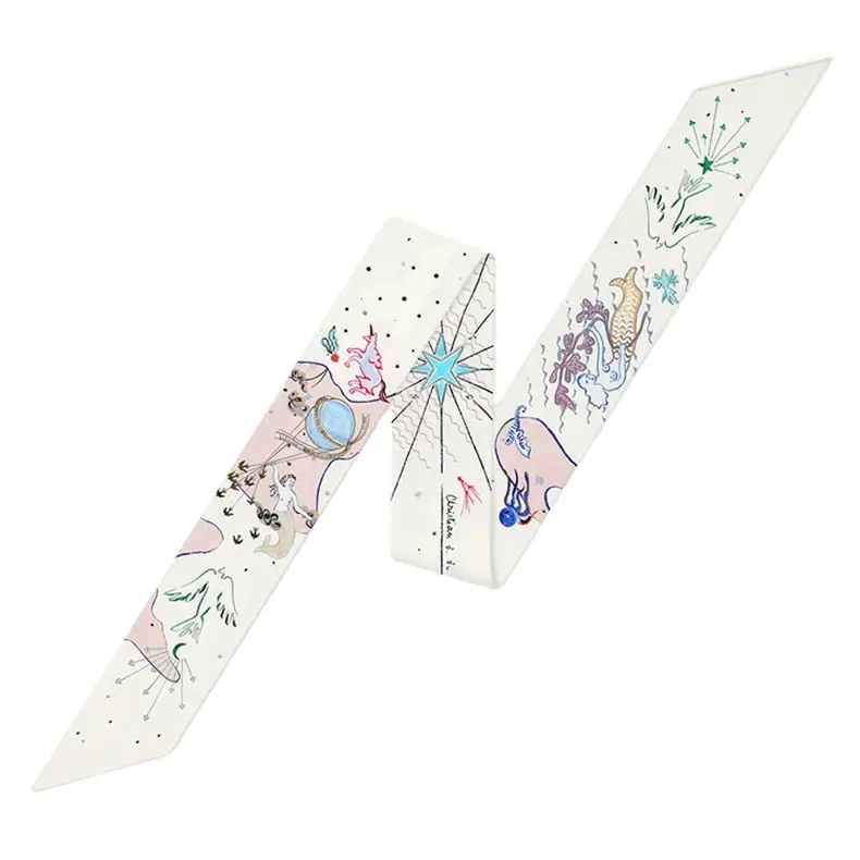 Small Silk Scarf Women Spring Autumn Korean Style Thin Narrow Long Scarf Hair Elegant Ribbon Suit Cheongsam Belt