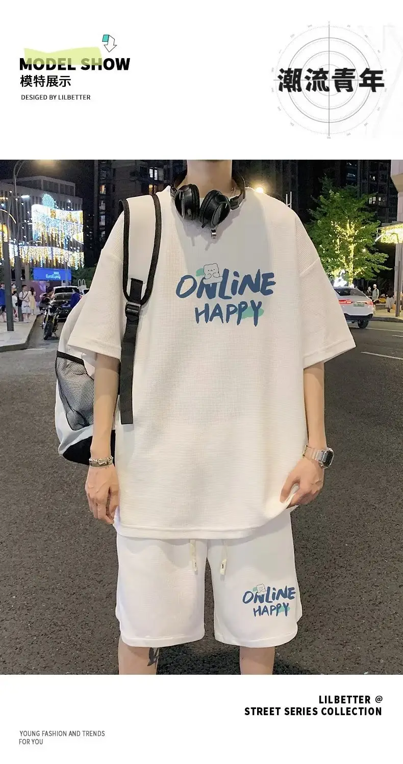 Online Happy Casual Black T-Shirt Shorts Set — feature 3