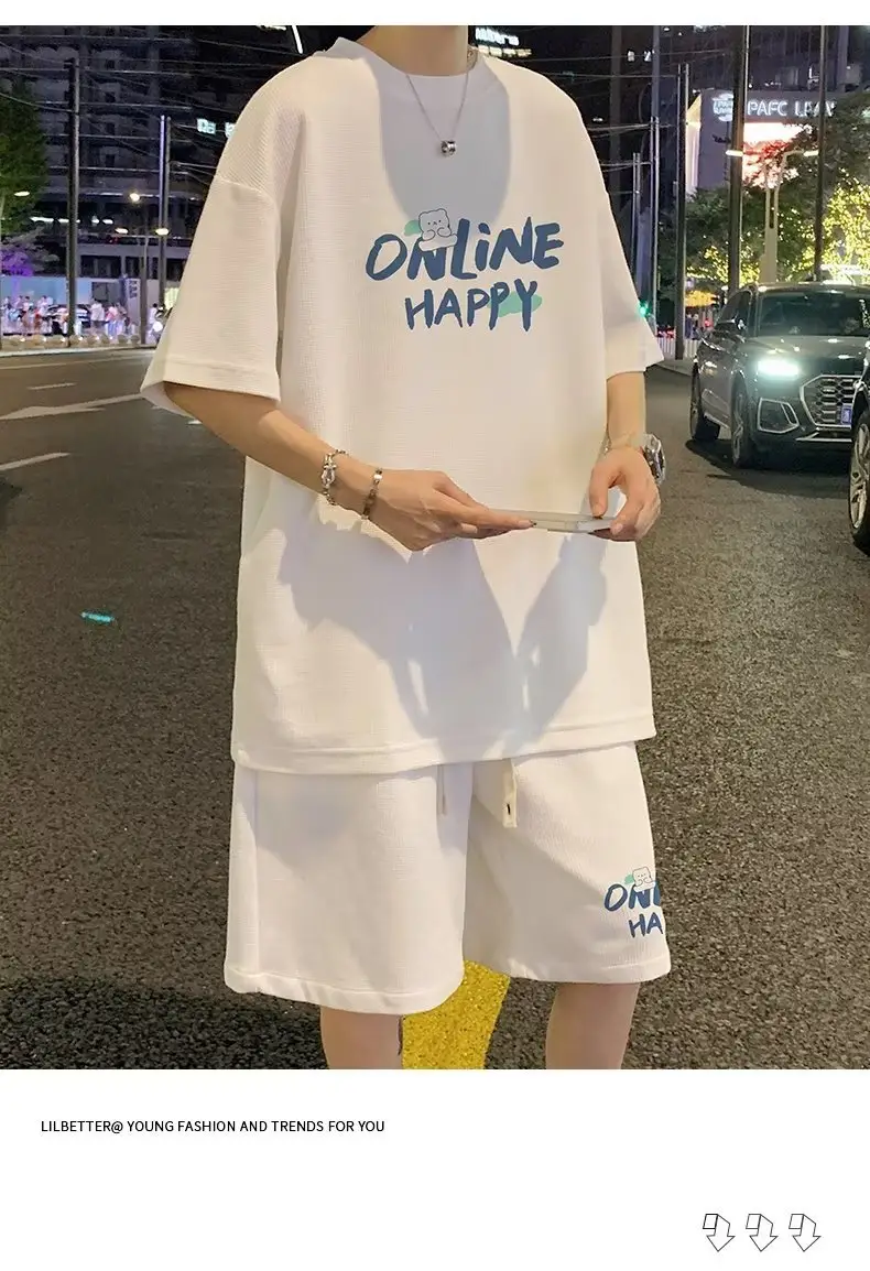 Online Happy Casual Black T-Shirt Shorts Set — feature 5