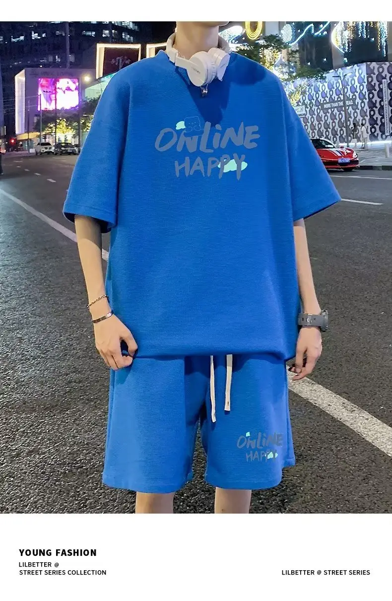Online Happy Casual Black T-Shirt Shorts Set — feature 8