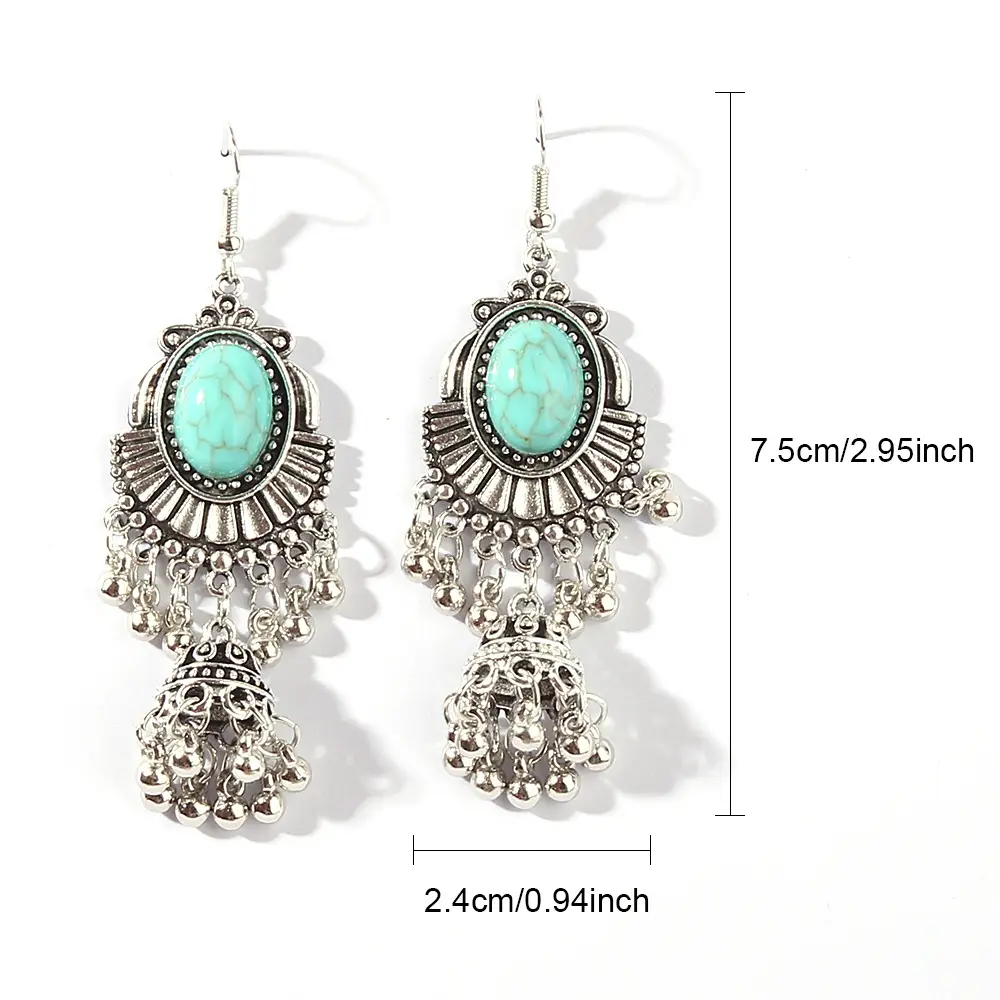 Tribal Malachite Tassel Earrings Set — feature 3
