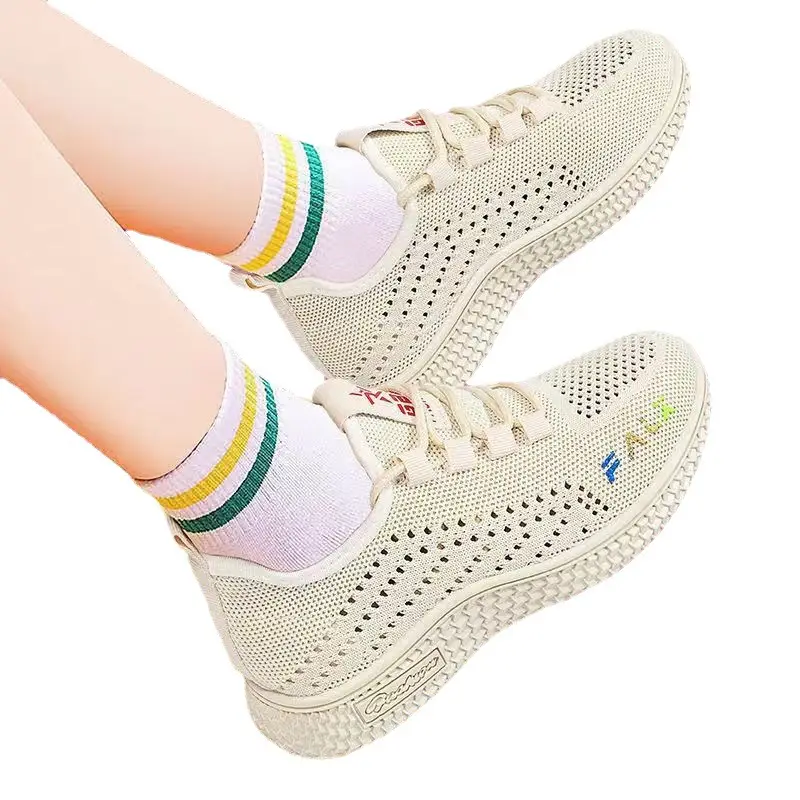 Women's shoes 2023 new flying woven breathable sneaker women's popular running shoes foreign trade wholesale women's shoes mom shoes - Image 10