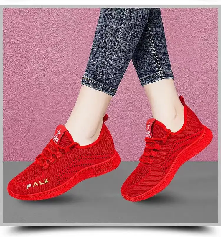 Women's shoes 2023 new flying woven breathable sneaker women's popular running shoes foreign trade wholesale women's shoes mom shoes — feature 12
