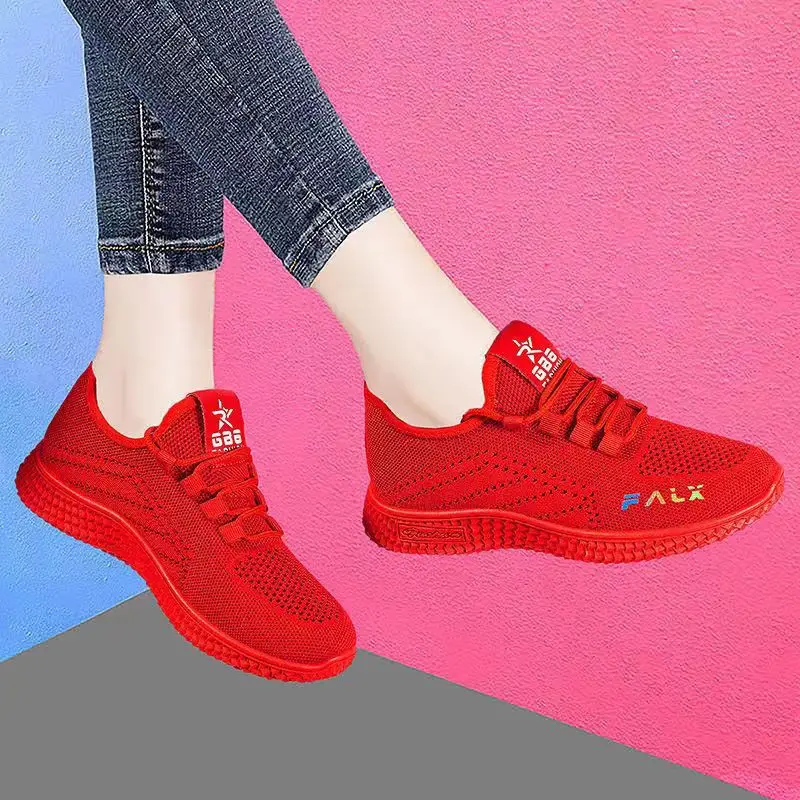 Women's shoes 2023 new flying woven breathable sneaker women's popular running shoes foreign trade wholesale women's shoes mom shoes — feature 15