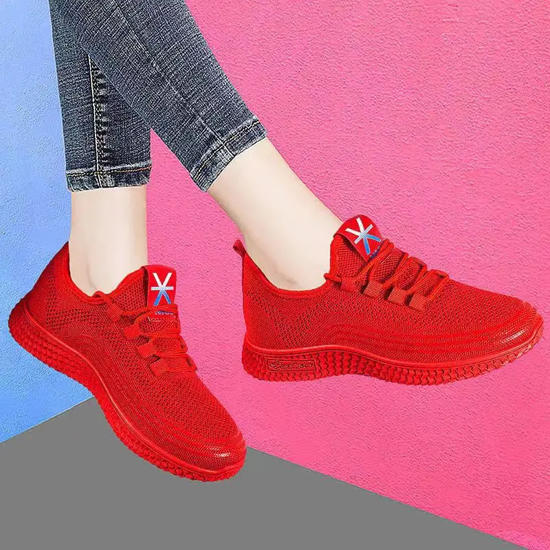 Women's shoes 2023 new flying woven breathable sneaker women's popular running shoes foreign trade wholesale women's shoes mom shoes — feature 16