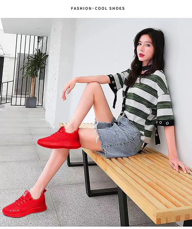 Women's shoes 2023 new flying woven breathable sneaker women's popular running shoes foreign trade wholesale women's shoes mom shoes — feature 2
