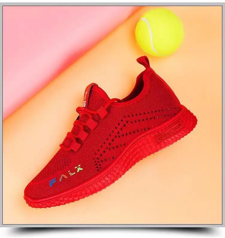 Women's shoes 2023 new flying woven breathable sneaker women's popular running shoes foreign trade wholesale women's shoes mom shoes — feature 7