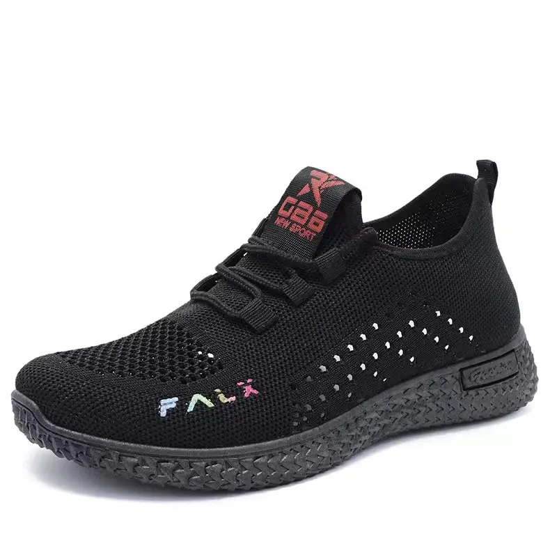 Women's shoes 2023 new flying woven breathable sneaker women's popular running shoes foreign trade wholesale women's shoes mom shoes - Image 3