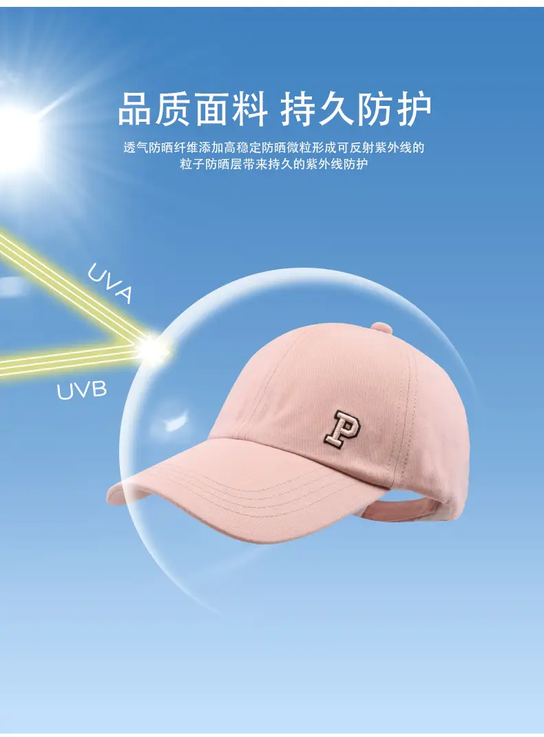 Korean Pink Sunshade Baseball Cap for Girls — feature 5