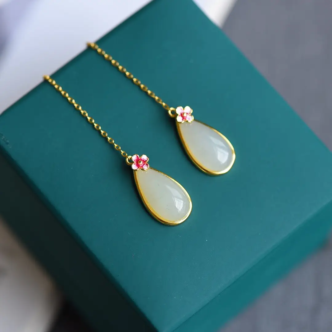 S925 Gold Plated Distinctive Flower Drop Earrings