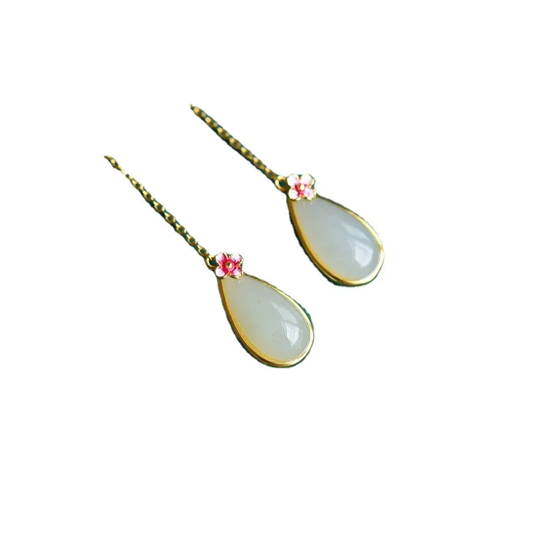 S925 Gold Plated Distinctive Flower Drop Earrings