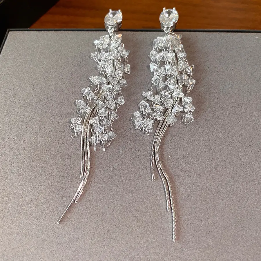 Blue Butterfly Earrings with Long Tassel Design