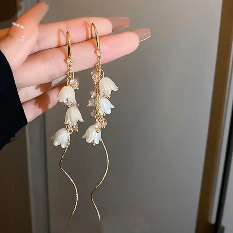 Blue Butterfly Earrings with Long Tassel Design