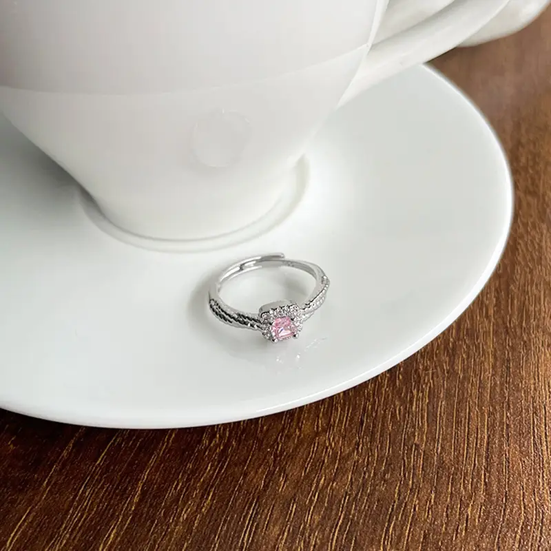 Real Gold Plated Pink Zircon Micro Locket Ring - Image 2