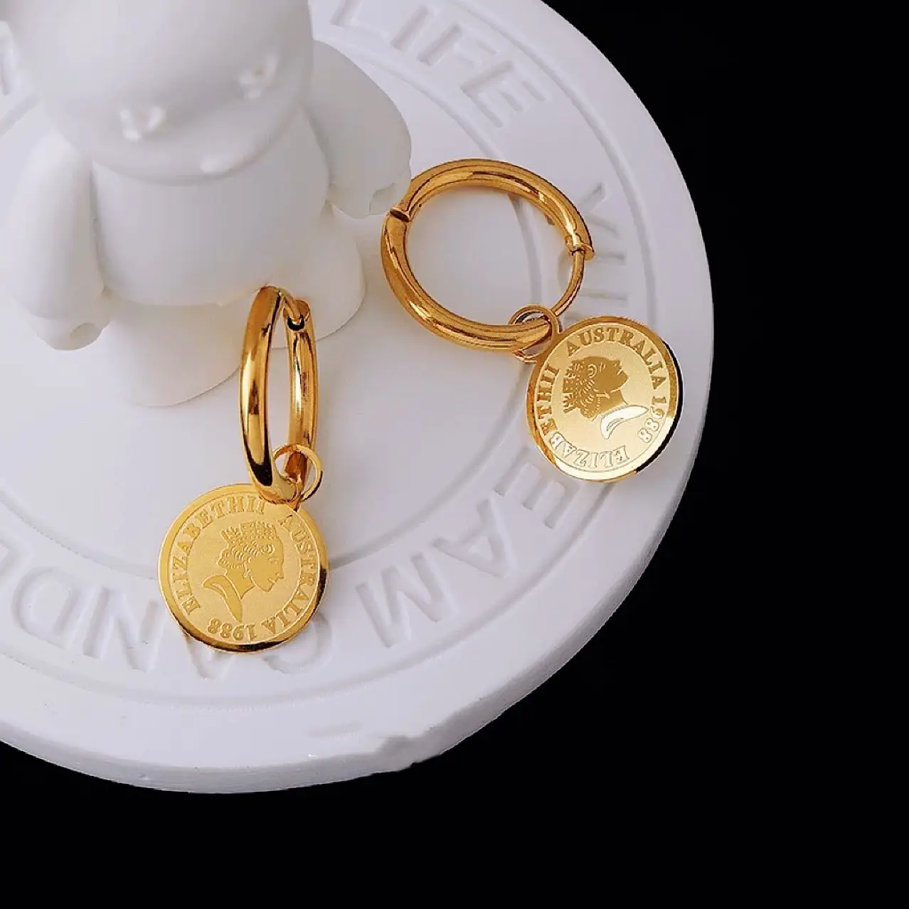 Gold French Rose Earrings for Women - Image 4