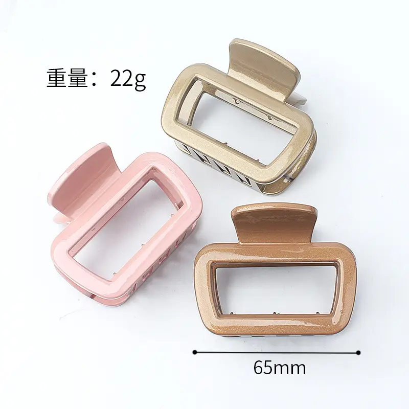 Geometric Hollow Hairpin for Women Pink Gold Brown 65mm