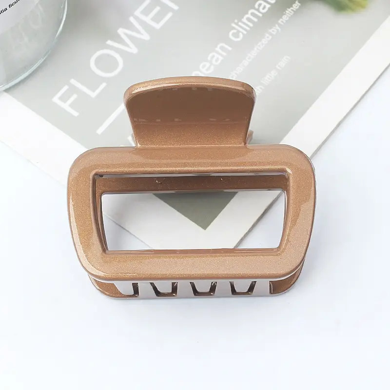 Geometric Hollow Hairpin for Women Pink Gold Brown 65mm