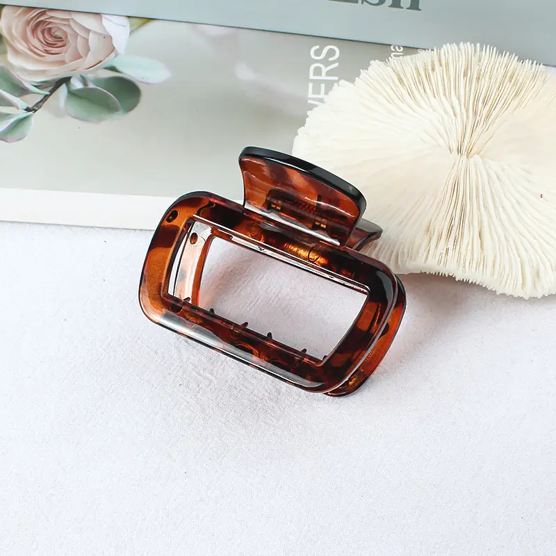 Geometric Hollow Hairpin for Women Pink Gold Brown 65mm