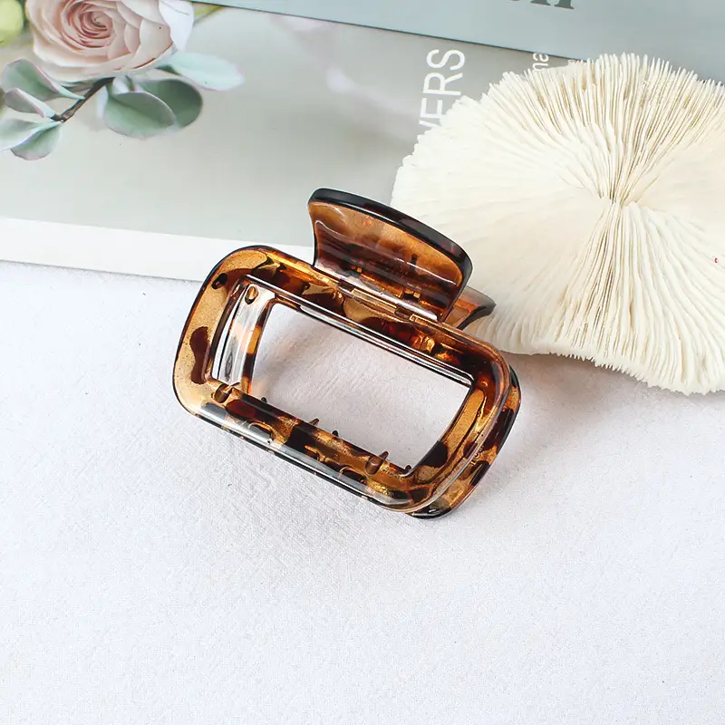 Geometric Hollow Hairpin for Women Pink Gold Brown 65mm