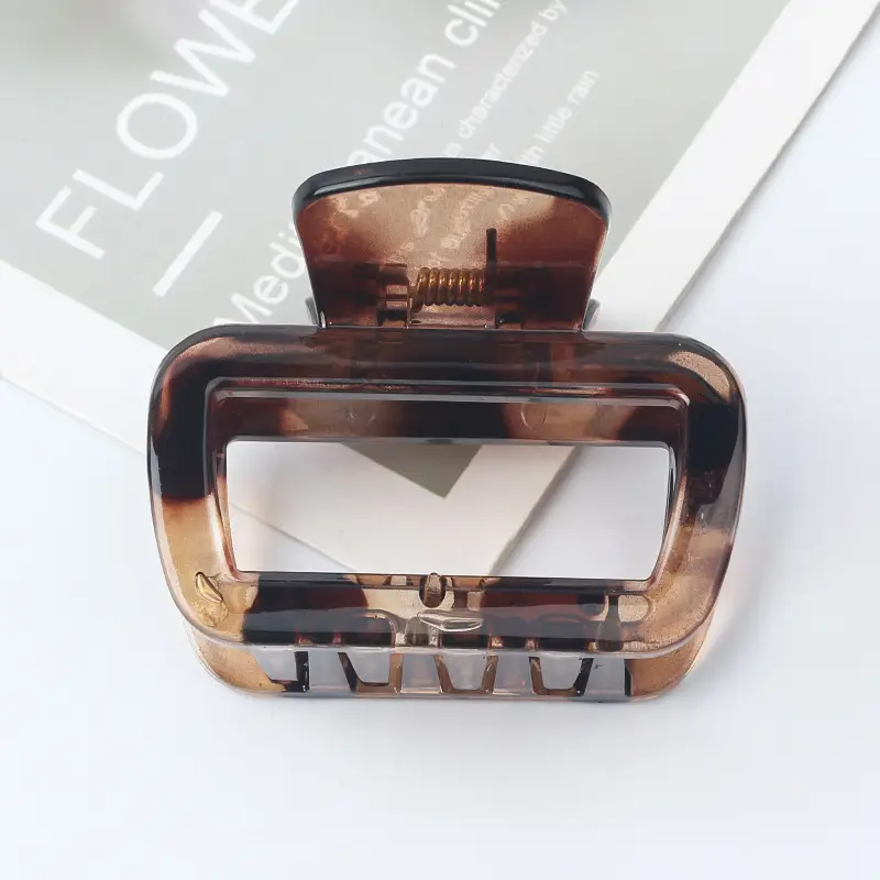 Geometric Hollow Hairpin for Women Pink Gold Brown 65mm