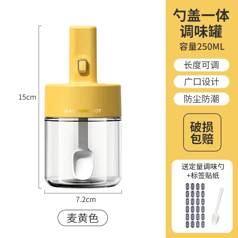 Telescopic Glass Salt Jar with Spoon & ABS Handle - Image 2