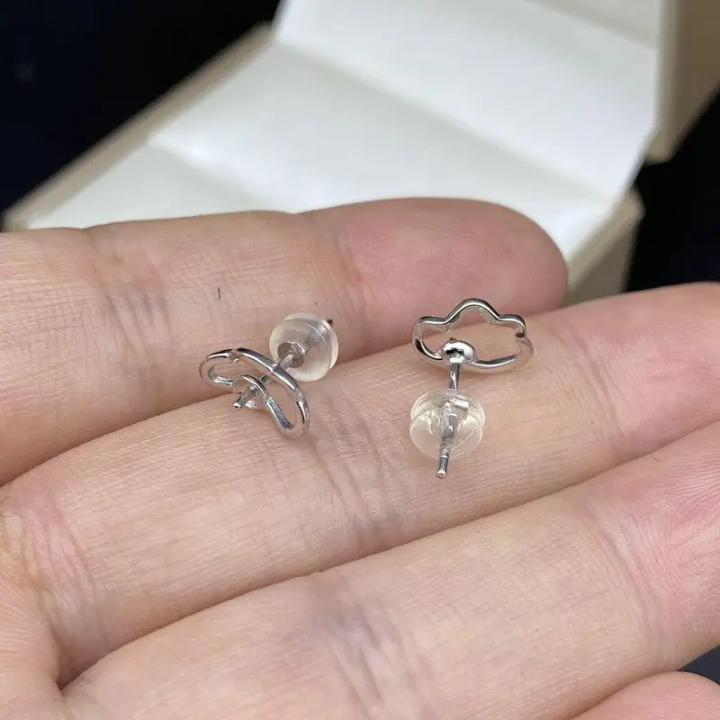 Sterling Silver Pearl Cloud Earrings Studs - Image 5