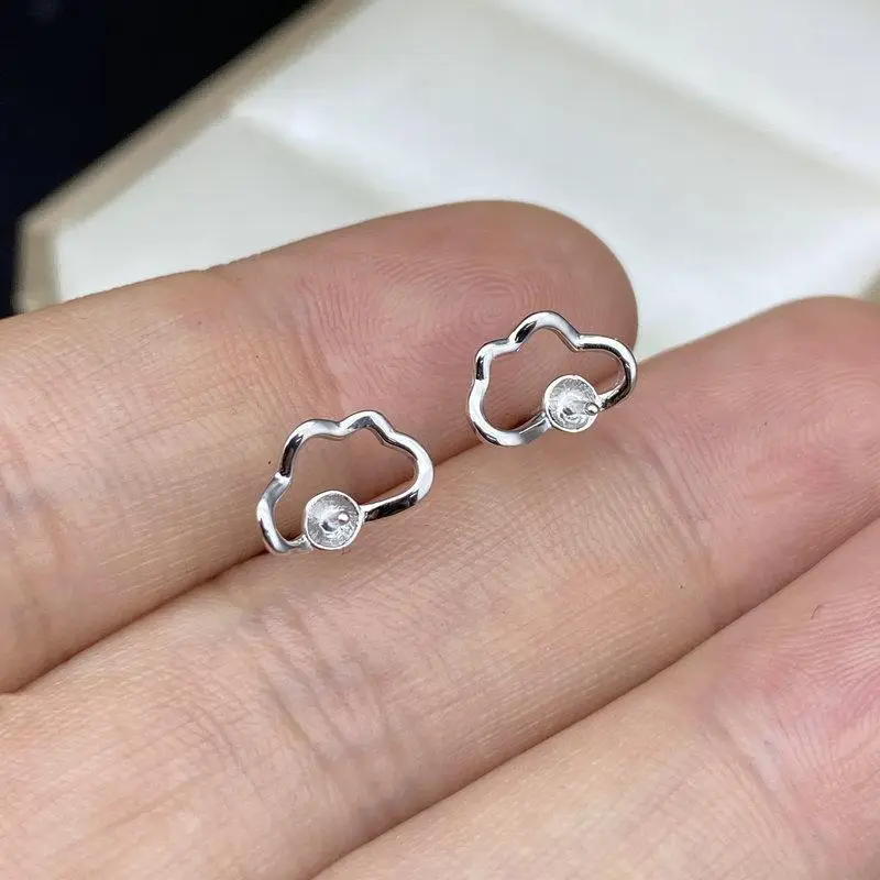 Sterling Silver Pearl Cloud Earrings Studs - Image 7